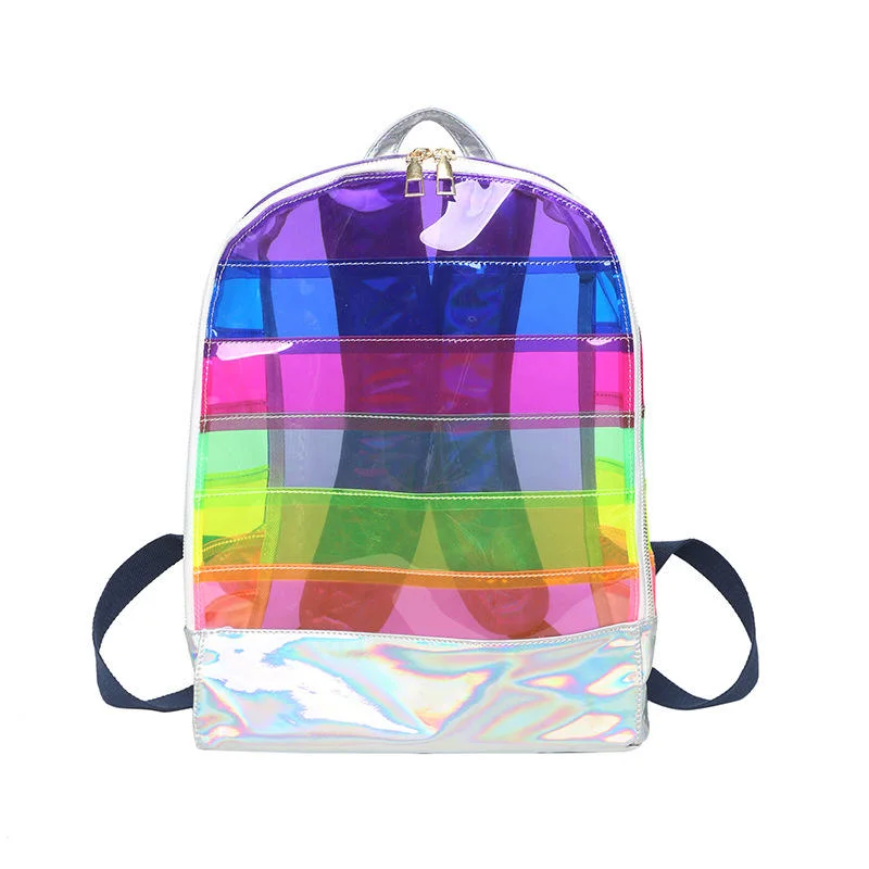 حقيبة ظهر للطلاب مقاومة للماء بالليزر شعار Xiangui مخصص Rainbow