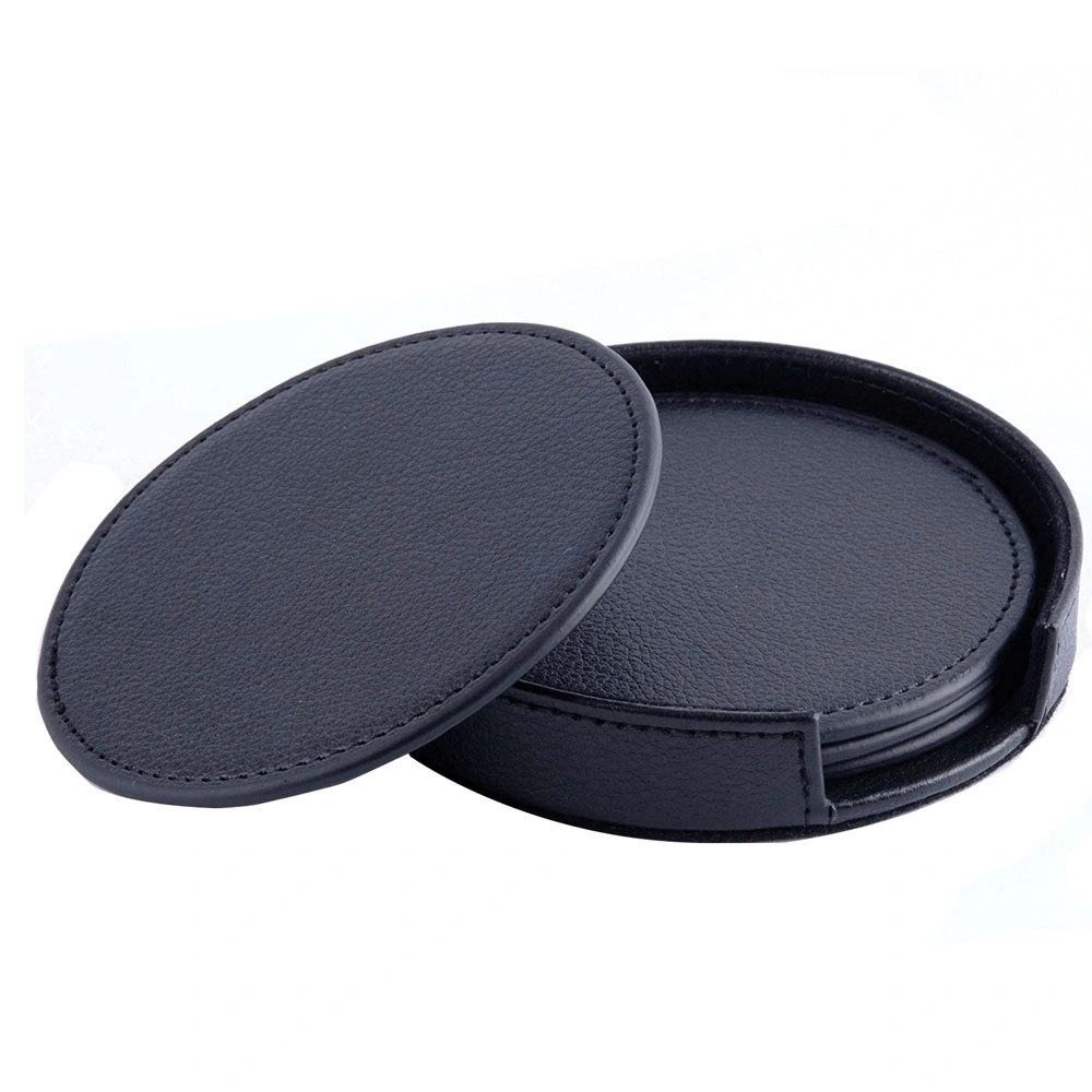 Impressão personalizada Capa de couro artificial artesanais Coaster Definido