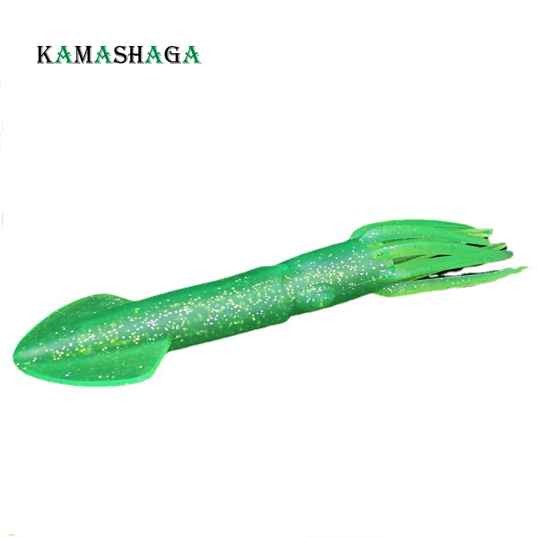 Octopus Lures Squid Skirt Bait Glow in Dark Luminous Soft Trolling Fishing Lure for Tuna Marlin Dolphin Bass Lure, 8.5 Inch