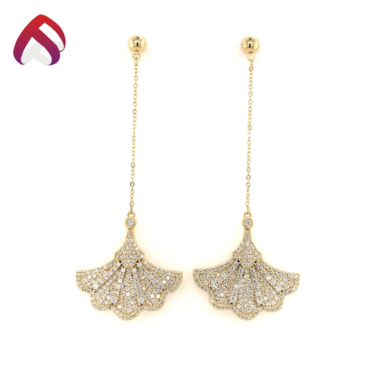 Customized Fashion Accessories Jewellery Silver Long Drop Earrings Cubic Zirconia Jewelry (ER85667-1)