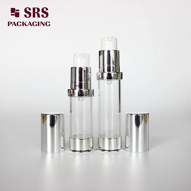 Empty Silver Round Sample 5ml 10ml Airless Cosmetic Containers