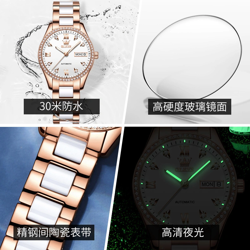 Full Automatic Mechanical Diamond Inlaid Waterproof Women's Watch Suit