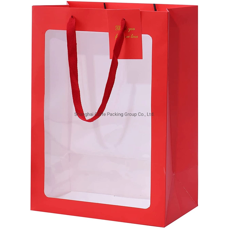 Custom Printed Premium Shopping Gift Paper Bag with PVC Window