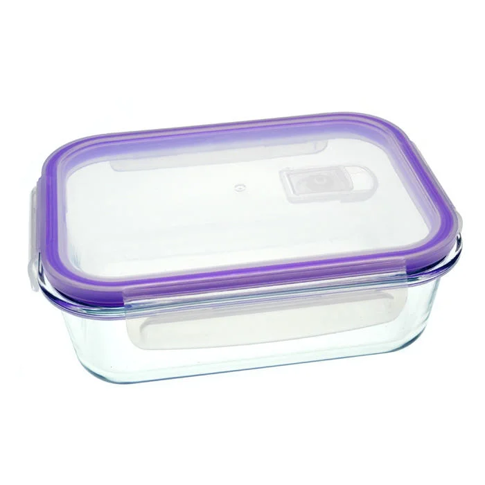 630ml Square Lunch Box Microondas vaso cuenco crujiente de vidrio con Cubierta