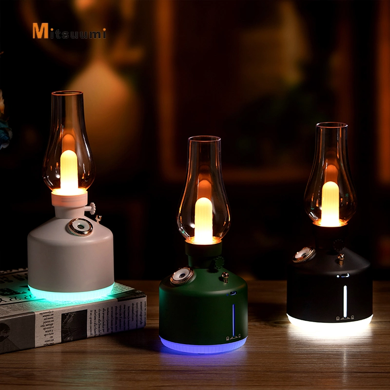 Lámpara portátil de queroseno humidificador de aire decorativo recargable LED