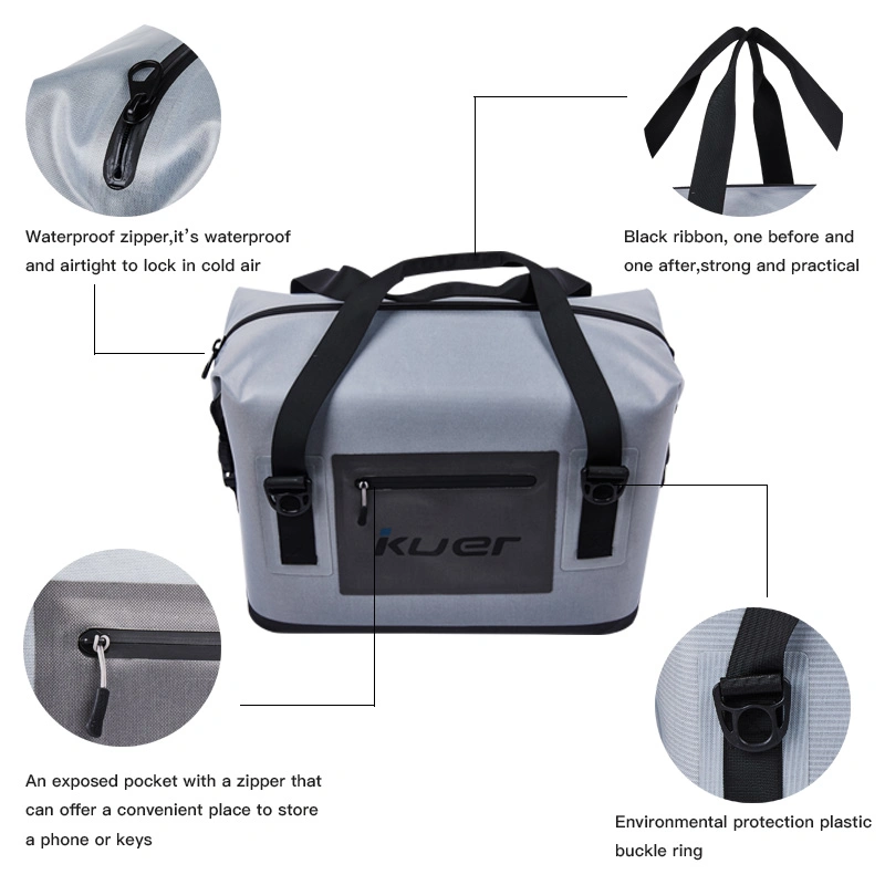 Kuer Custom Logo Nylon &TPU Material Waterproof Insulated 20/30/40 Can Soft Cooler Bag