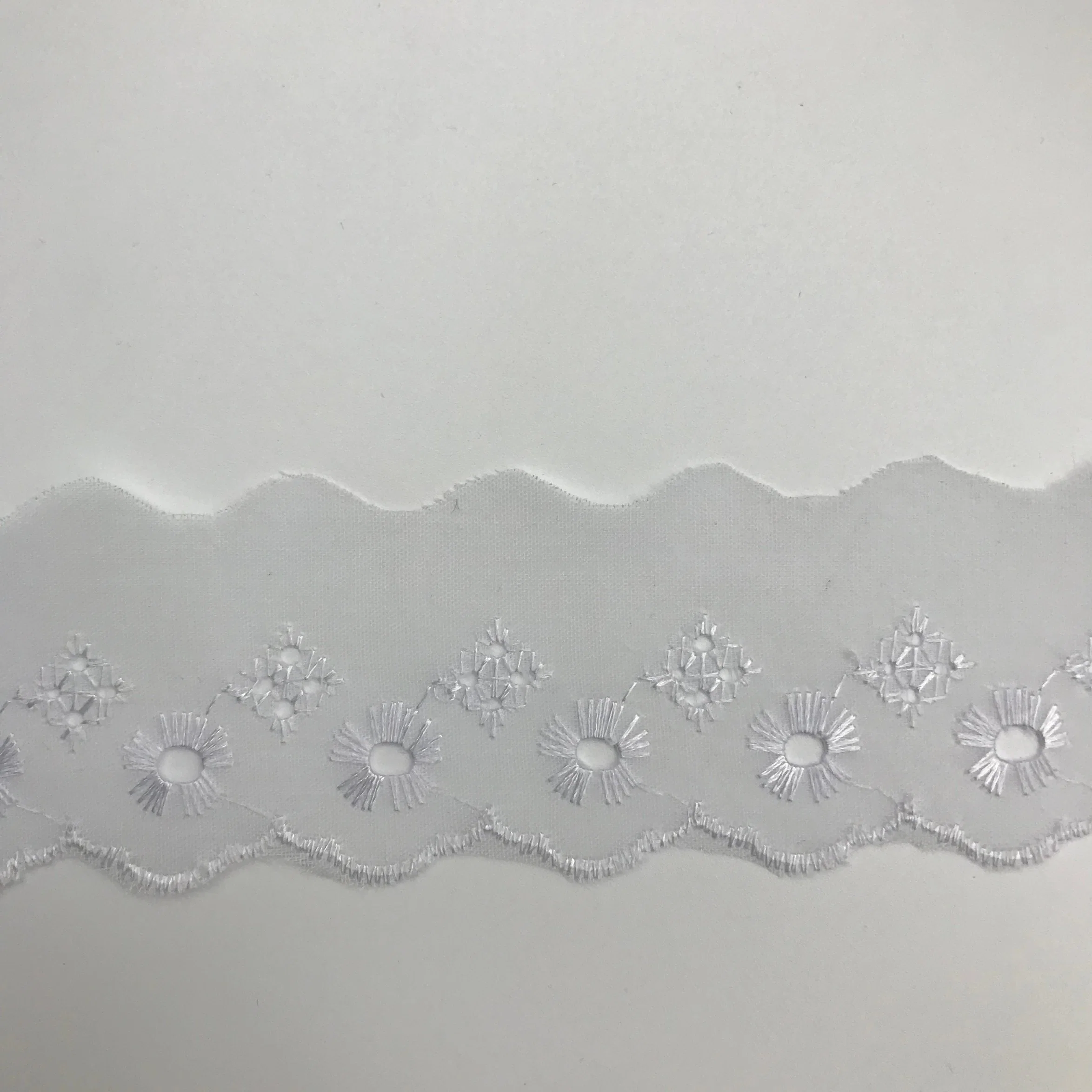 China Online Polyester Embroidery Tc Lace Trim Fabric Wholesale/Supplier 5.5cm White Lace