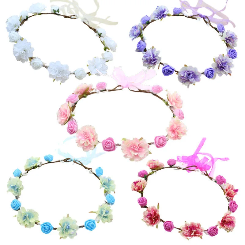 Girls Wreath Crown Flower Crown Floral Headband Wedding Hair Wreath Photo Props