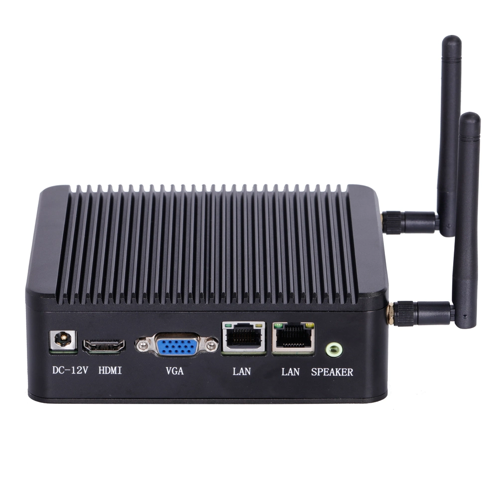 Elsky Mini PC Linux DC 12V Netzteil lüfterlos J1900 Quad Core 2,0GHz Nano PC mit 4 USB und 1COM/RS232 (Option J1800) Pocket PC