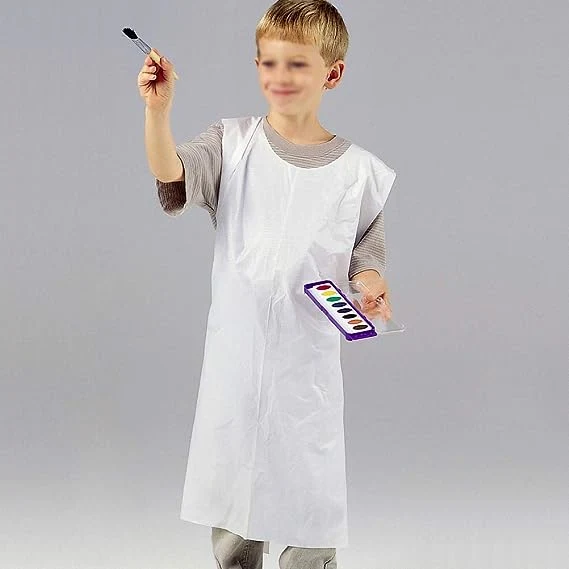 Disposable Aprons, Plastic Waterproof Apron for Adults Kids Painting Party, Cooking, Housework, Picnic