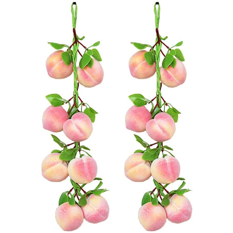 2PCS Artificial Fruit Peach Simulation Lifelike Pink Peach Fake Fruit