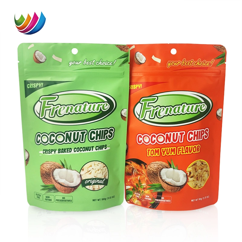 Free Sample Stand up Plastic Zipper Packaging Biscuits Coconut Potato Chips Bag