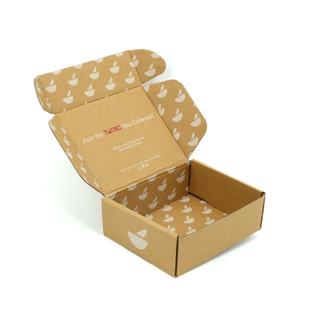 Kraft Brown Corrugate Hot Red Logo Design Mini Size Sushi Caja de embalaje de donut para tartas