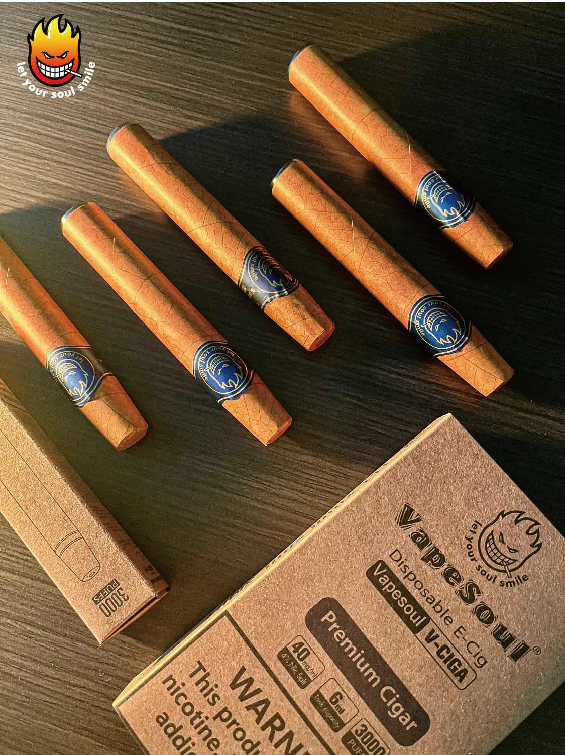Vapesoul V-Cigar 3000 Puffs 20mg 40mg Disposable/Chargeable Vape Nicotine Tobacco Flavor Premium Ciga Original Factory Wholesale/Supplier Price Custom Logo OEM Cigar