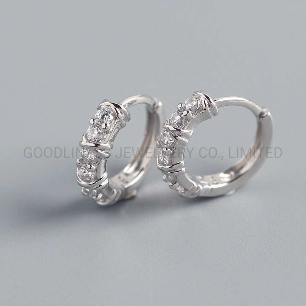 S925 Sterling Silver Ins Diamond Ear Button Silver Earrings Female