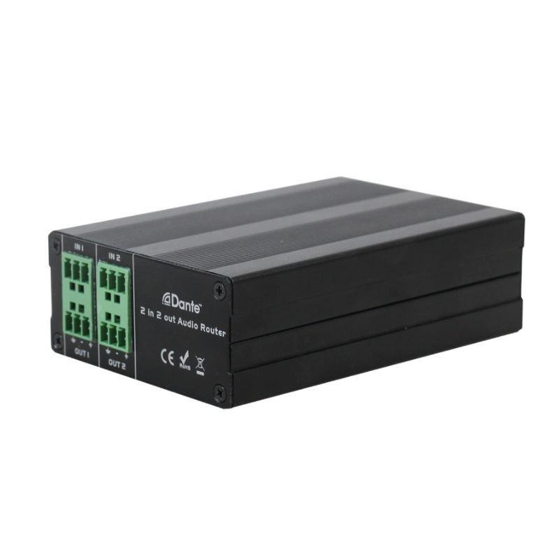 Professional Audio Video Dante Network Audio Dante 2 in 2 out Transmitter with Poe Power Supply