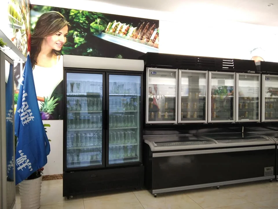 Unidad de refrigeración de casete Enfriador de bebidas en posición vertical de la puerta de cristal enfriadora de pantalla