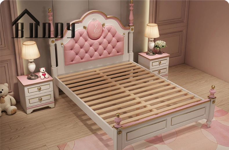 High quality/High cost performance  Kids Bed Sets Modern Pink Wooden Girls Bedroom Sets Kids Furniture Girls Bedroom Sets