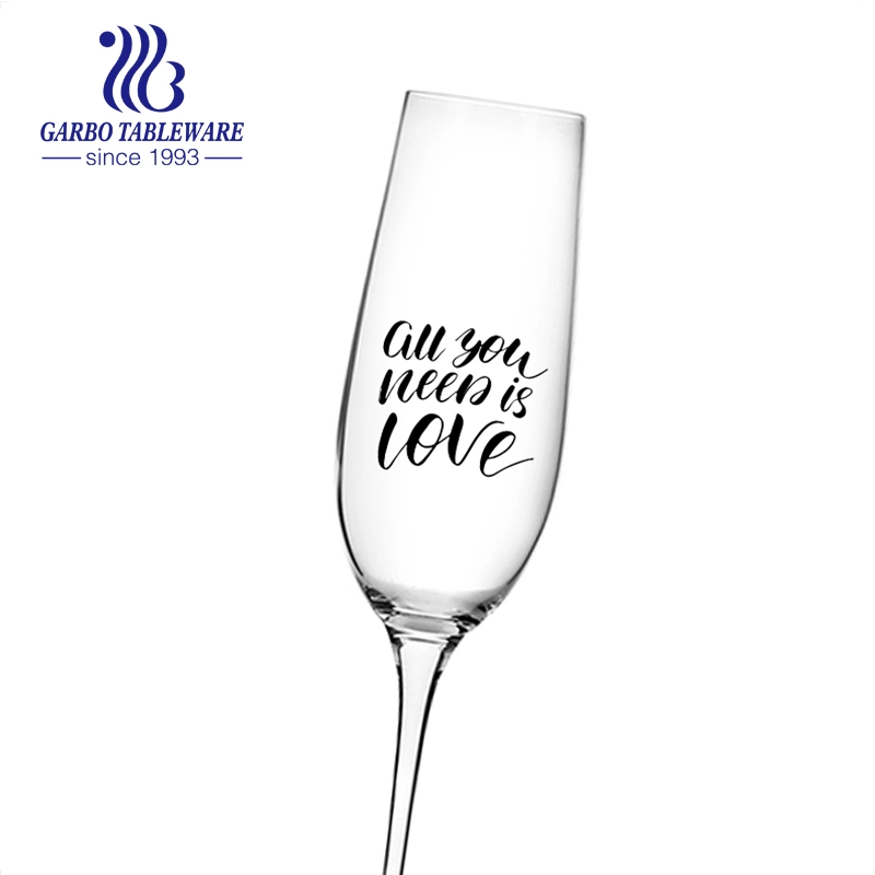 Lead Free Champagne Crystal Stemware Wine Glasses with Customized Laser Etched or Decal Print Classic Popular Wine Glass