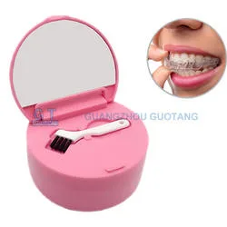 Custom Dental Lab Denture Box/ Circle Retainer Case with Mirror