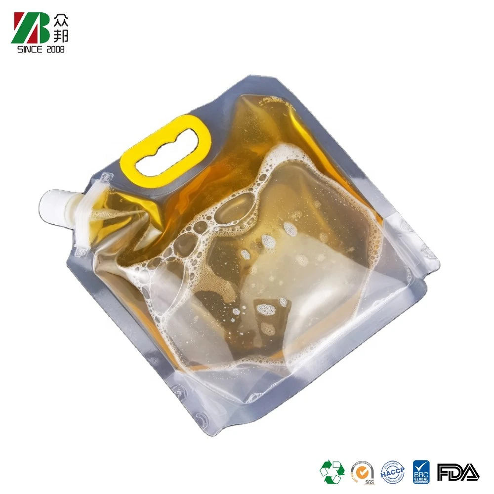Custom Printing Food Grade Beer Juice Water Stand up Spout Packaging Bag