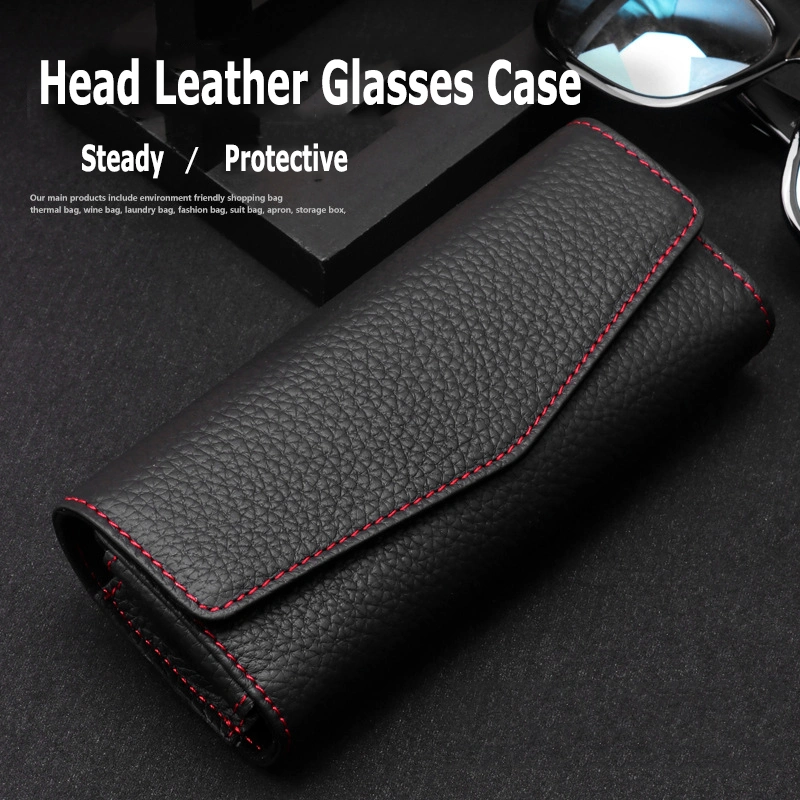 Car-Mounted Leather Glasses Case Car Glasses Holder Multifunctional Car Glasses Storage Box Bag Car Sunglasses Rack