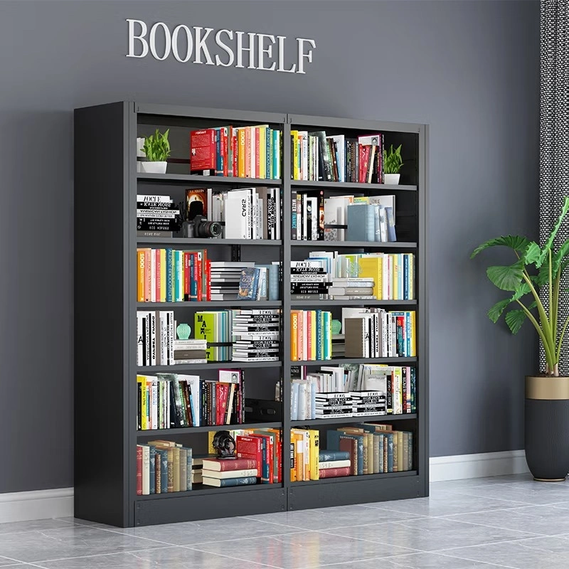 Furniture Library 6 Layer Two Side Bookshelves Metal Magazine Rack Shelving Bookshelf