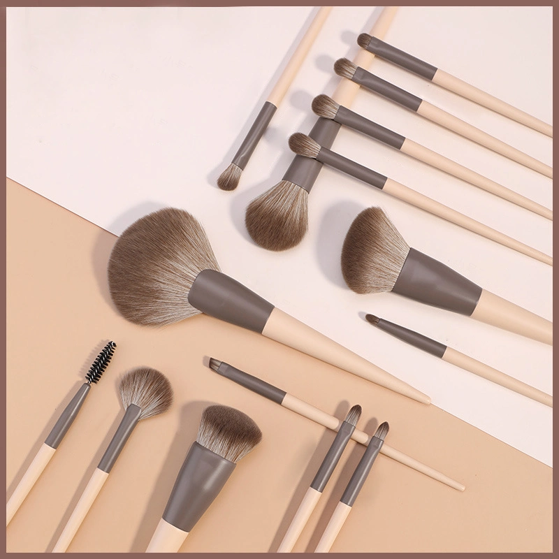 15PCS Ivory Color Wooden Handle Makeup Brush Set Foundation Brush Cosmetics Tools
