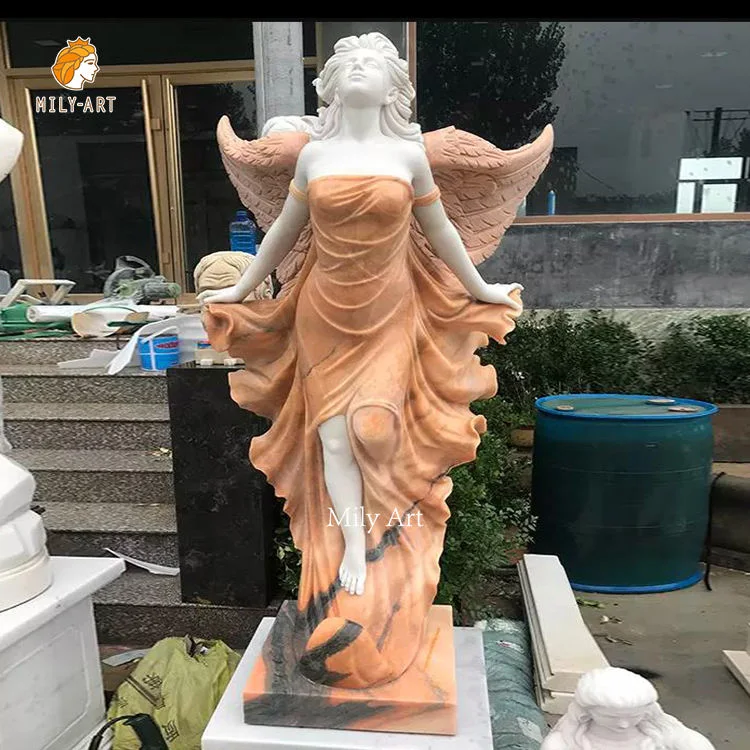 Tamaño de vida tallado a mano paisaje natural Piedra Carving mármol volando En la Escultura de la Chica del viento