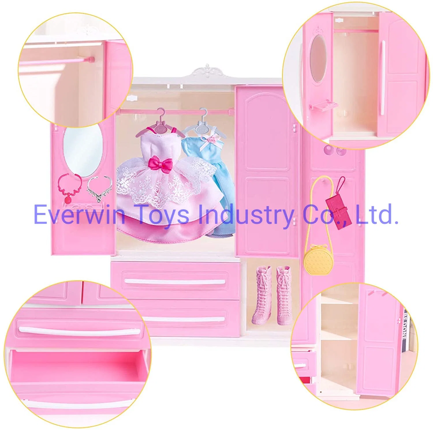 Plastic Toys Plastic Doll Christmas Gift Plastic Wardrobe for 1/6 Doll