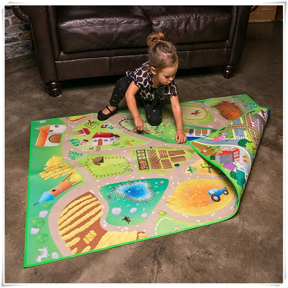 Kids Double Sided Felt Play Mat Machine Washable 59" L X 39" W