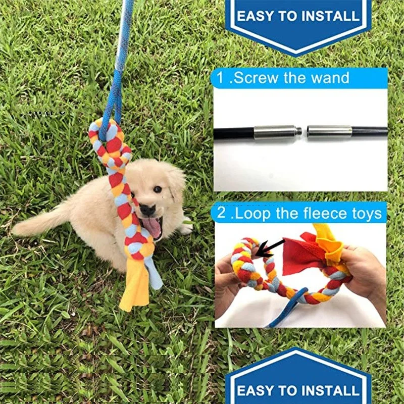 Pet Teaser Rod Bite and Pull Cotton Rope Toy Pet Interactive Training Toy