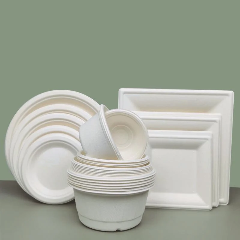 Disposable Bagasse Pulp Cake Tray Dessert Square Tray Degradable Baking Tableware Set