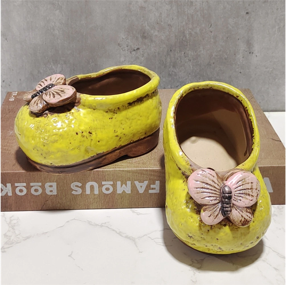 Cute Little Shoes Ceramic Succulent Plant Flower Pot Three-Dimensional Pot