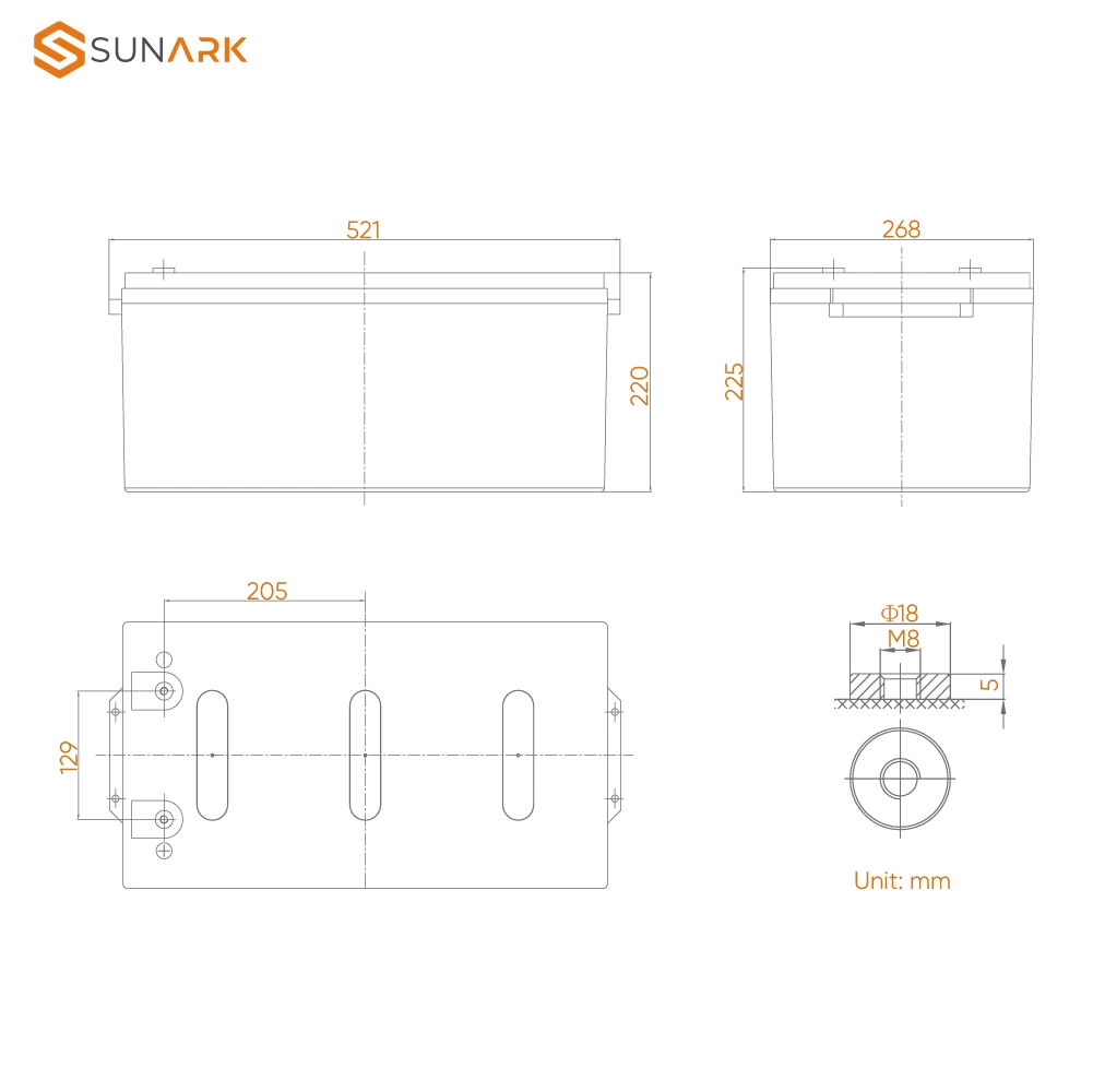 Batería de litio fosfato de hierro Sunark 200Ah 300ah de ciclo profundo 12V de la célula de la batería