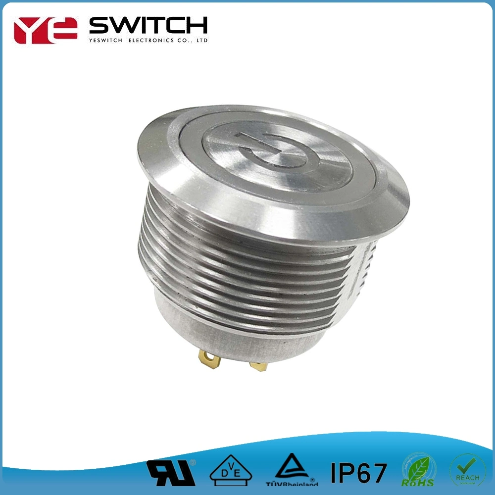 IP67 Waterproof Power Symbol Anti Vandal Pushbutton Switch