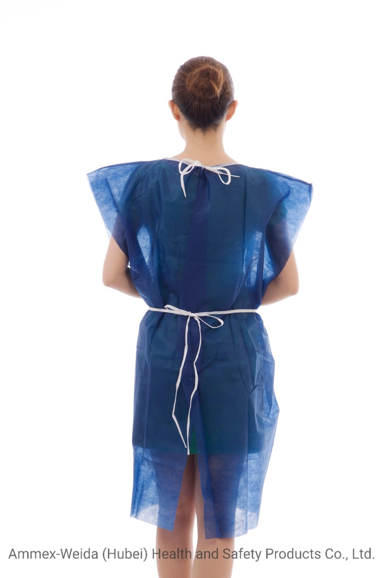 Desechables de uso médico paciente vestido sin mangas para el Hospital por Non-Woven con Soft-Touching