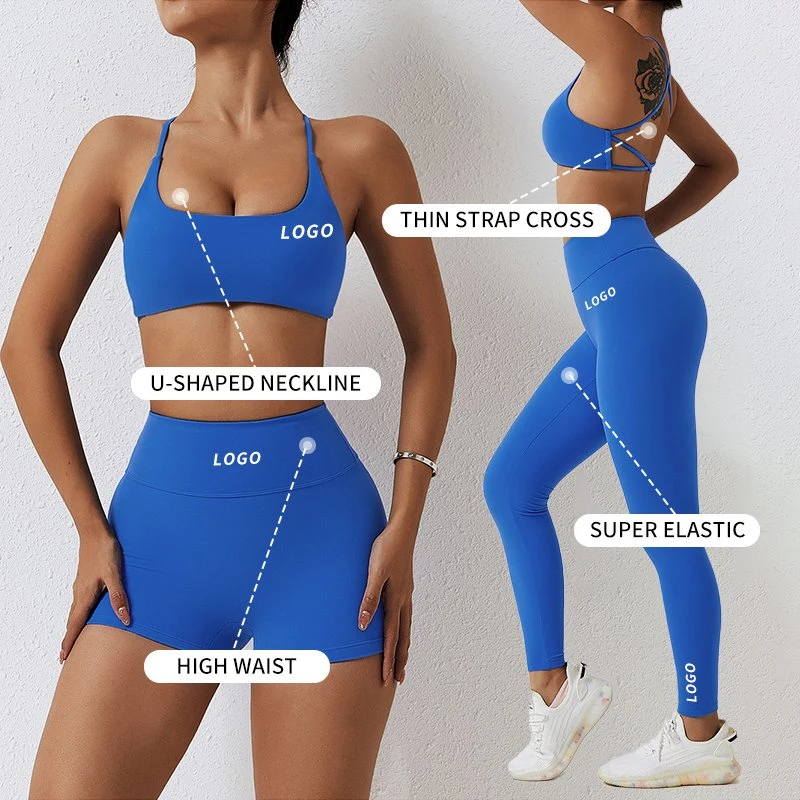 Превосходная новая пружина моды фитнес тренировки Activewear работает тренажерный зал Quick-Drying 2 штук Cross-Back бюстгальтер бесшовный коротких замыканий Leggings спортивный костюм для занятий йогой для женщин