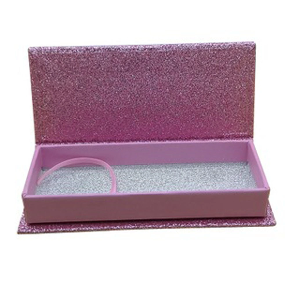 Customized Printed Customized Eyelash Packaging Box with Logo No Lashes Paper Card Glitter Box with PVC Window