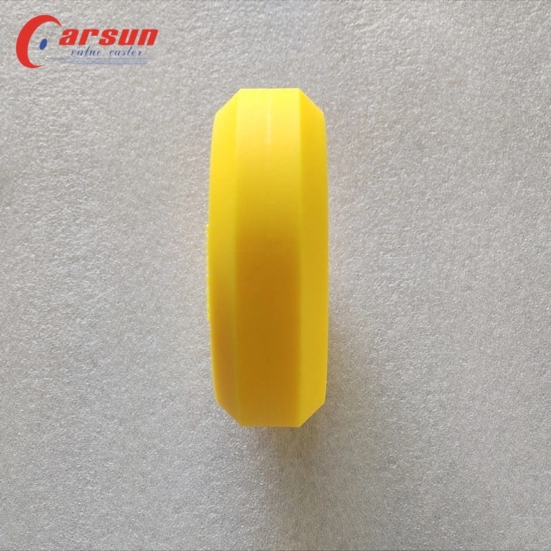 Carsun moyen solide en plastique 100mm PU polyuréthane jaune de 4 pouces de roue avec roulement de roue