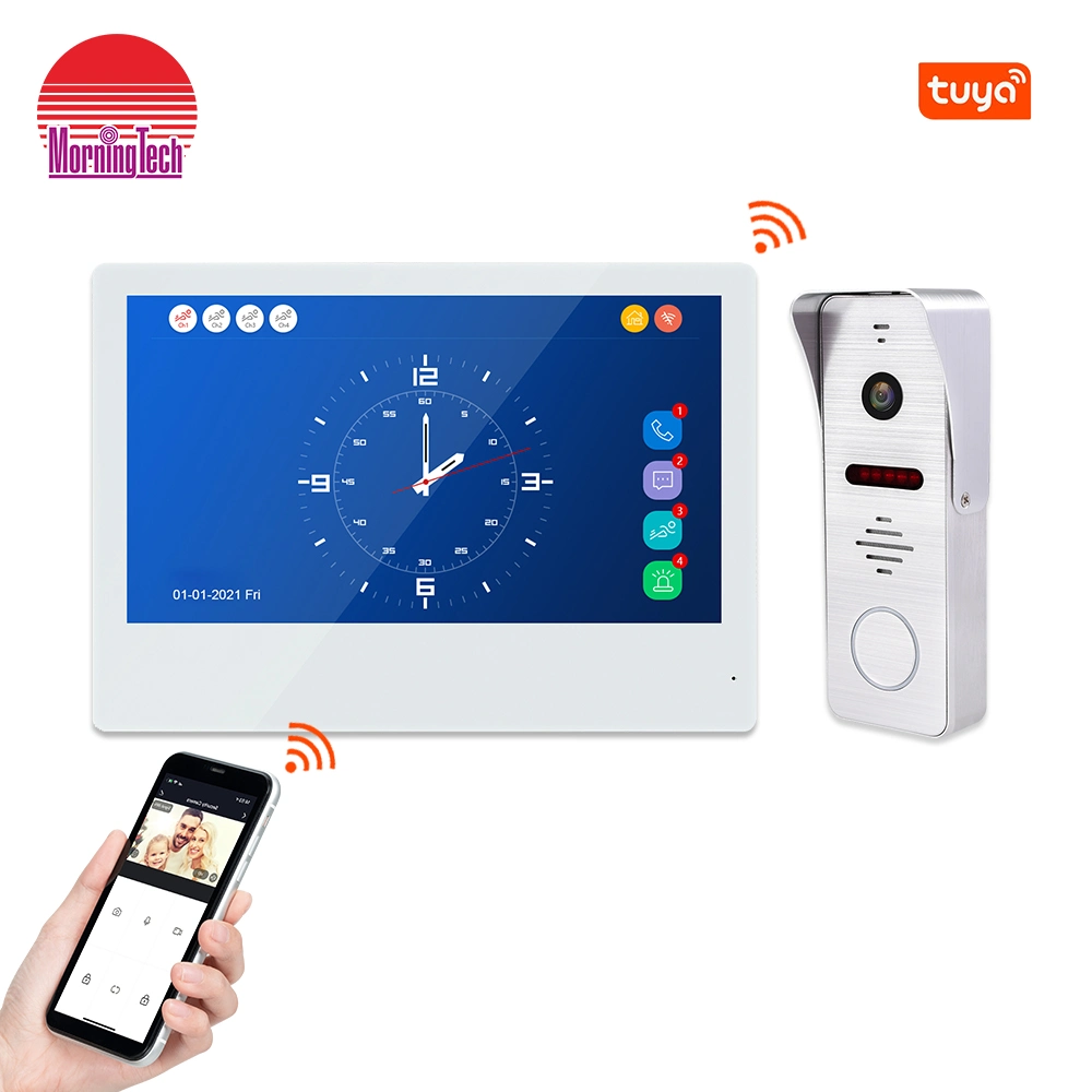 Villa 10" 4 fio Vídeo porta Telefone Intercom Smart Touch Sistema de intervenha com porta com fios para interfone de ecrã Visiophone