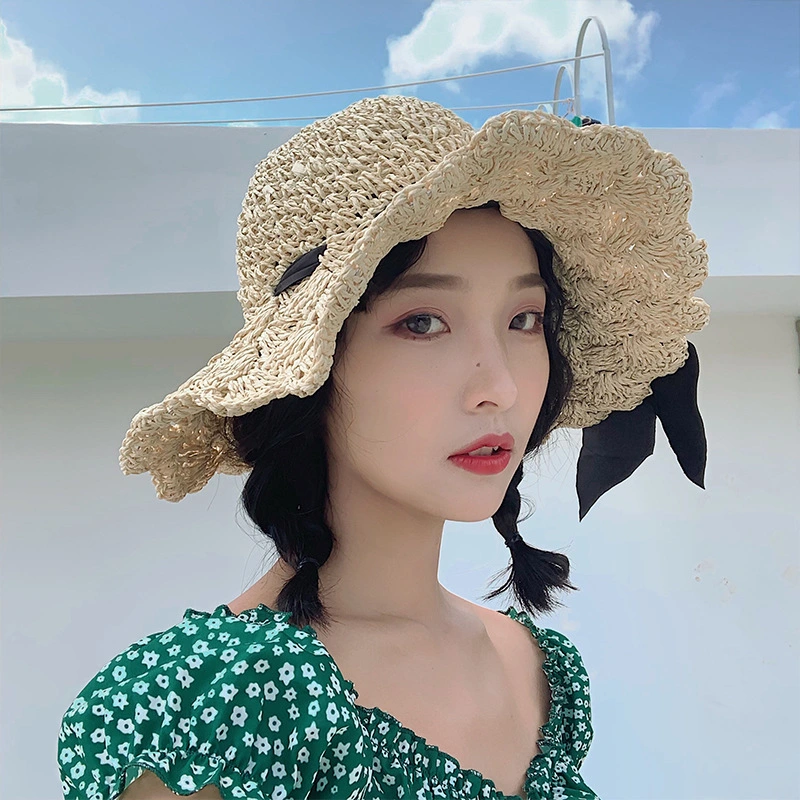 Spring Designed Straw Women's Adults Paper Embroidered Summer Bucket Beach Knitted Straw Hat