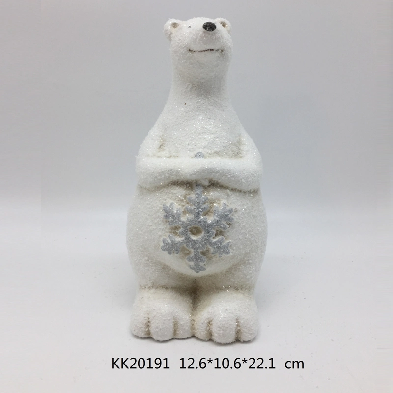 Ceramic Polar Bear with LED Lighting Ball for Christmas Decoration