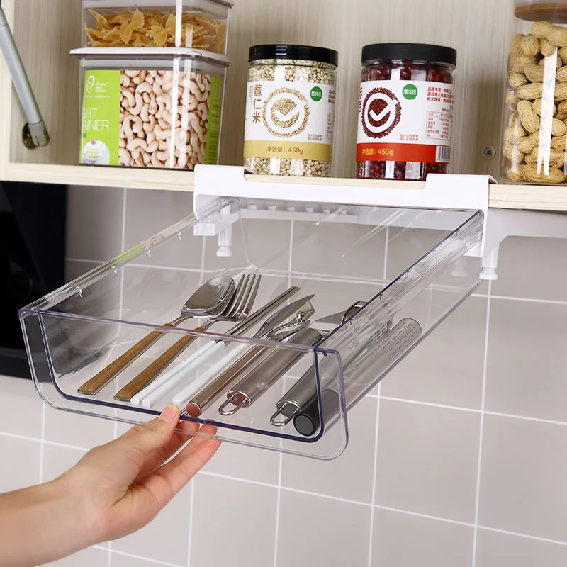 Kitchen Freezer Food Grade Vegetable Storage Holder Transparent Plastic Refrigerator Hanging Storage Bin