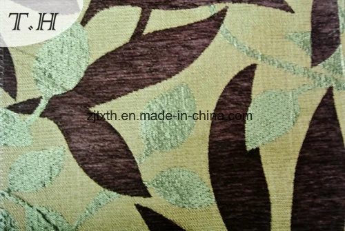 Colorful Leaf Shape Design of Chenille Jacquard Sofa Cloth