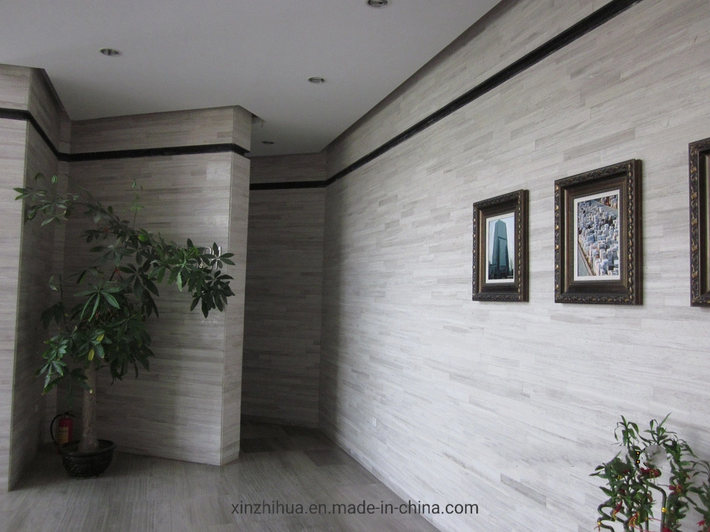 Straight Wooden Grain White Marble Building Marterial/Countertop/Stairs/Culture Stone Wall Tile