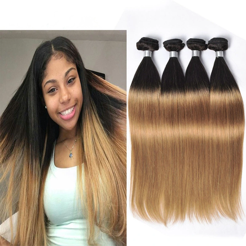 Peruvian Straight Virgin Hair Ombre Blonde 1b/27 Hair Weft Straight Human Hair Weave