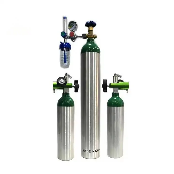 1L Mini Medical 6 Size Oxygen Aluminum Gas Cylinder with Oxygen Regulator/Flowmeter/Humidifier/Bag/ Nasal Cannula/Oxygen Mask