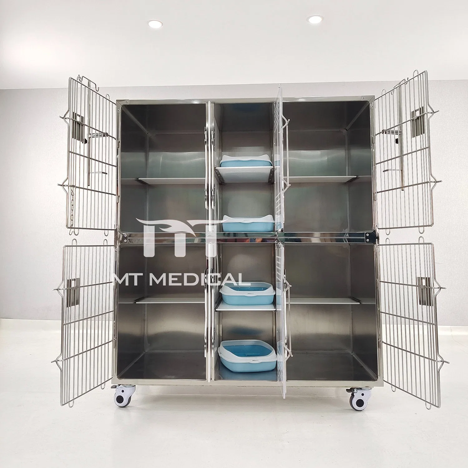 MT Medical Pet Hospital novo Design Luxury Inox espaço separado Gaiolas de PET outras gaiolas de animal de estimação