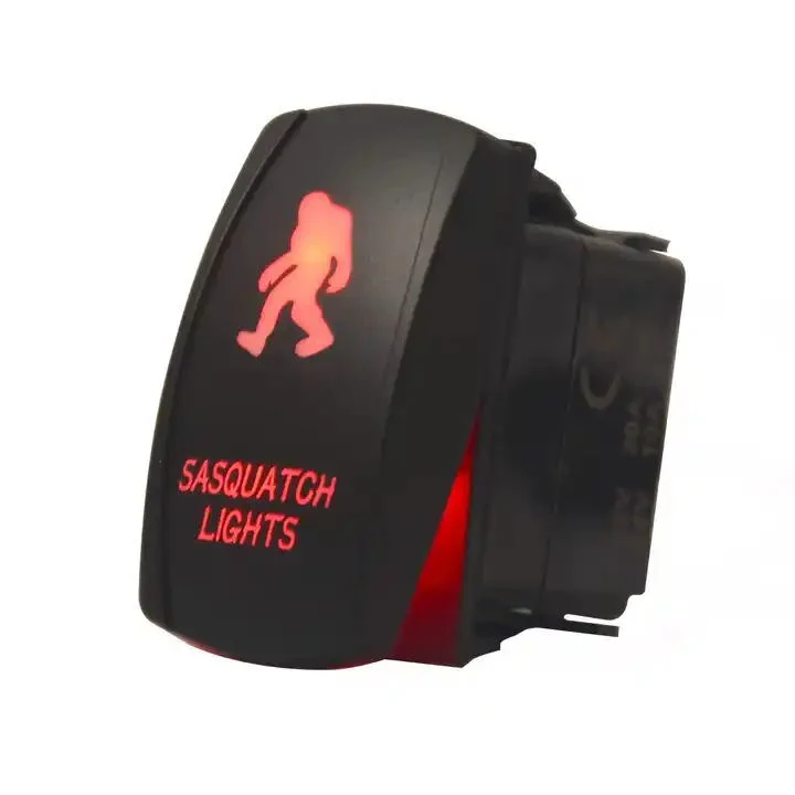 12V Rocker Switch LED Sasquatch Lights Backlit Waterproof Button